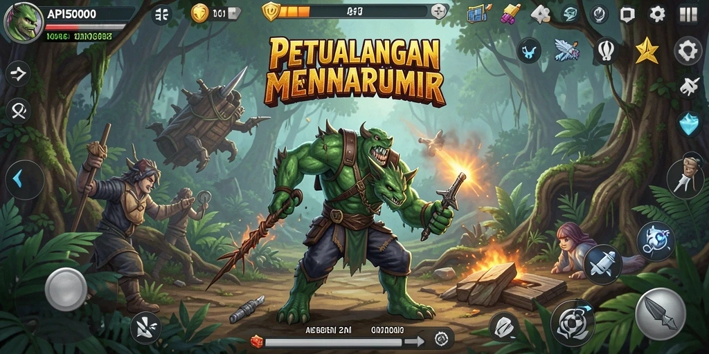 Tampilan gameplay penuh aksi dari API5000 di dunia petualangan.