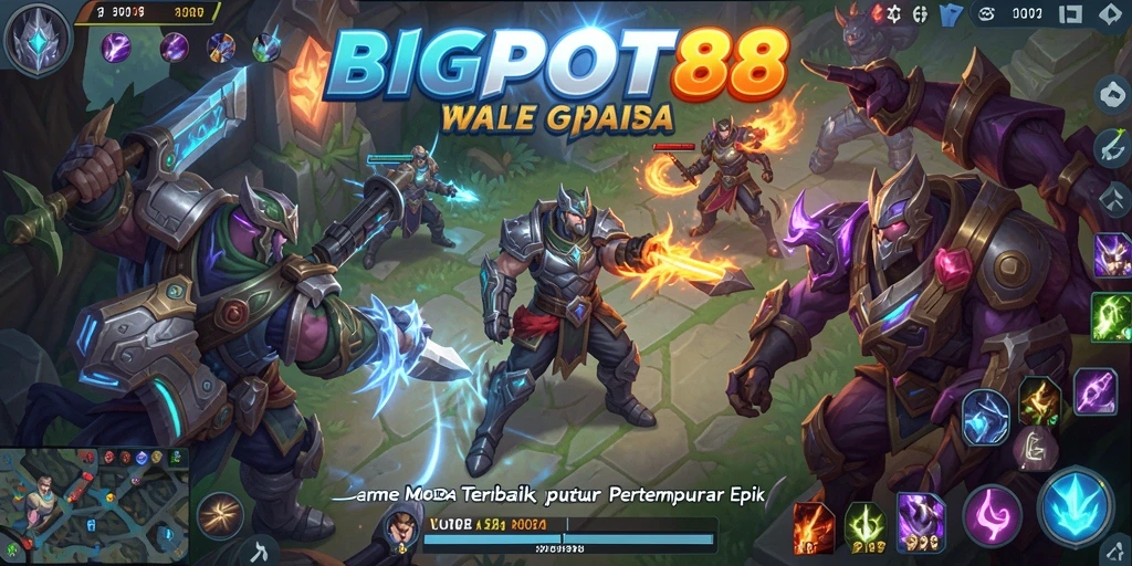 Screenshot gameplay BIGPOT88 menampilkan aksi pertempuran yang intens.