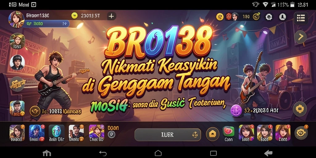 Tampilan gameplay <strong>BRO138</strong> dengan berbagai pilihan lagu musik seru.