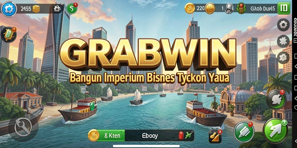 Tampilan seru dalam gameplay Tycoon GRABWIN yang menggugah semangat bisnis.