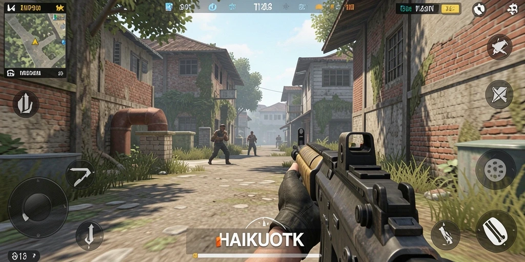 Screenshot gameplay HAIKUOTK yang menunjukkan aksi seru dari perspektif TPS.
