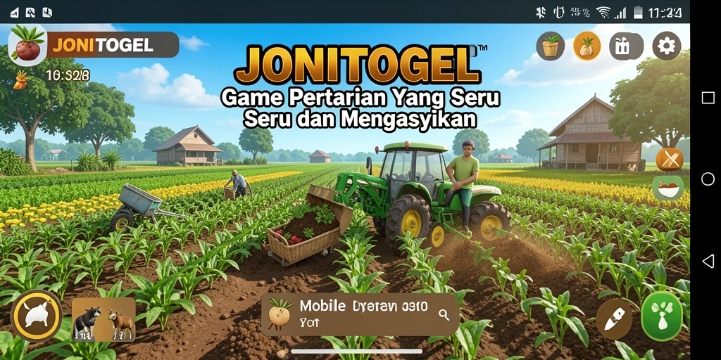 Screenshot gameplay JONITOGEL menampilkan aktivitas bertani yang seru.