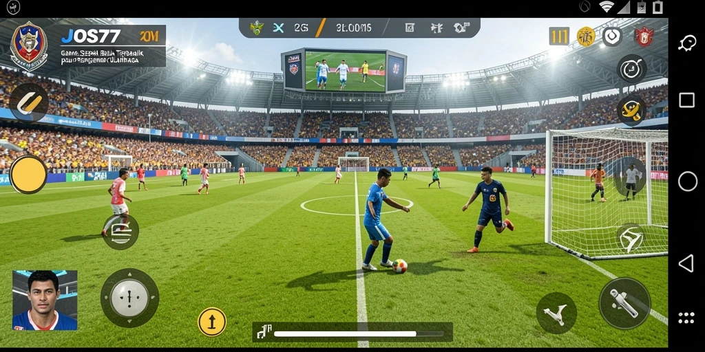 Tampilan gameplay seru di lapangan sepak bola.