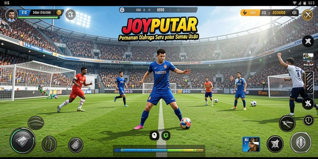 Gameplay seru JOYPUTAR yang penuh aksi di arena olahraga.