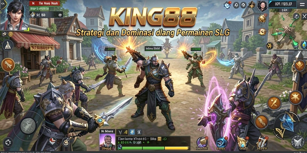 Menampilkan aksi pertempuran strategis di dunia KING88.