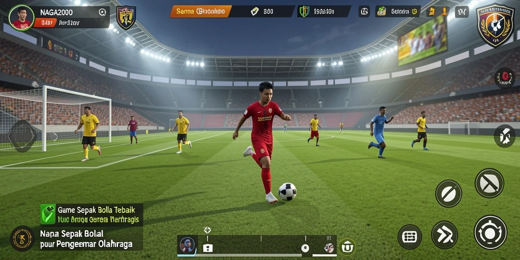 Screenshot gameplay NAGA2000 yang menampilkan pertempuran di lapangan sepak bola.