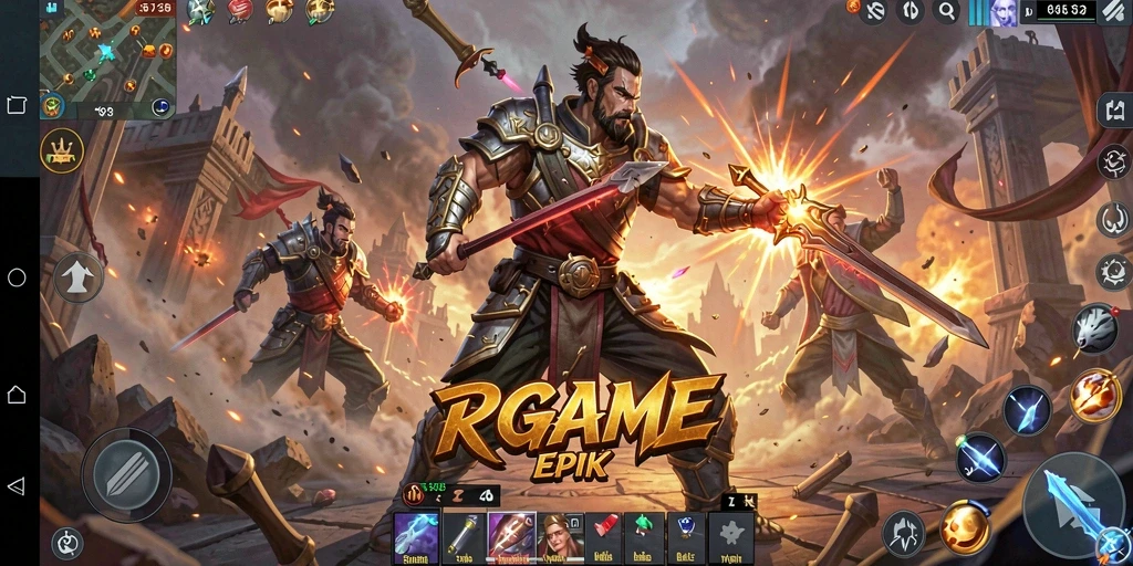 Screenshot menunjukkan aksi pertarungan seru di RPGAME dengan karakter yang menonjol.