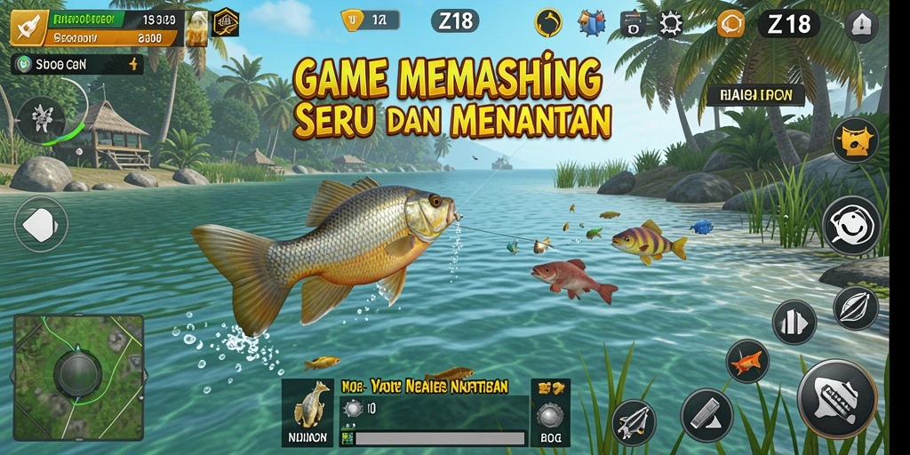 Tampilan gameplay menarik dalam game memancing Z18.